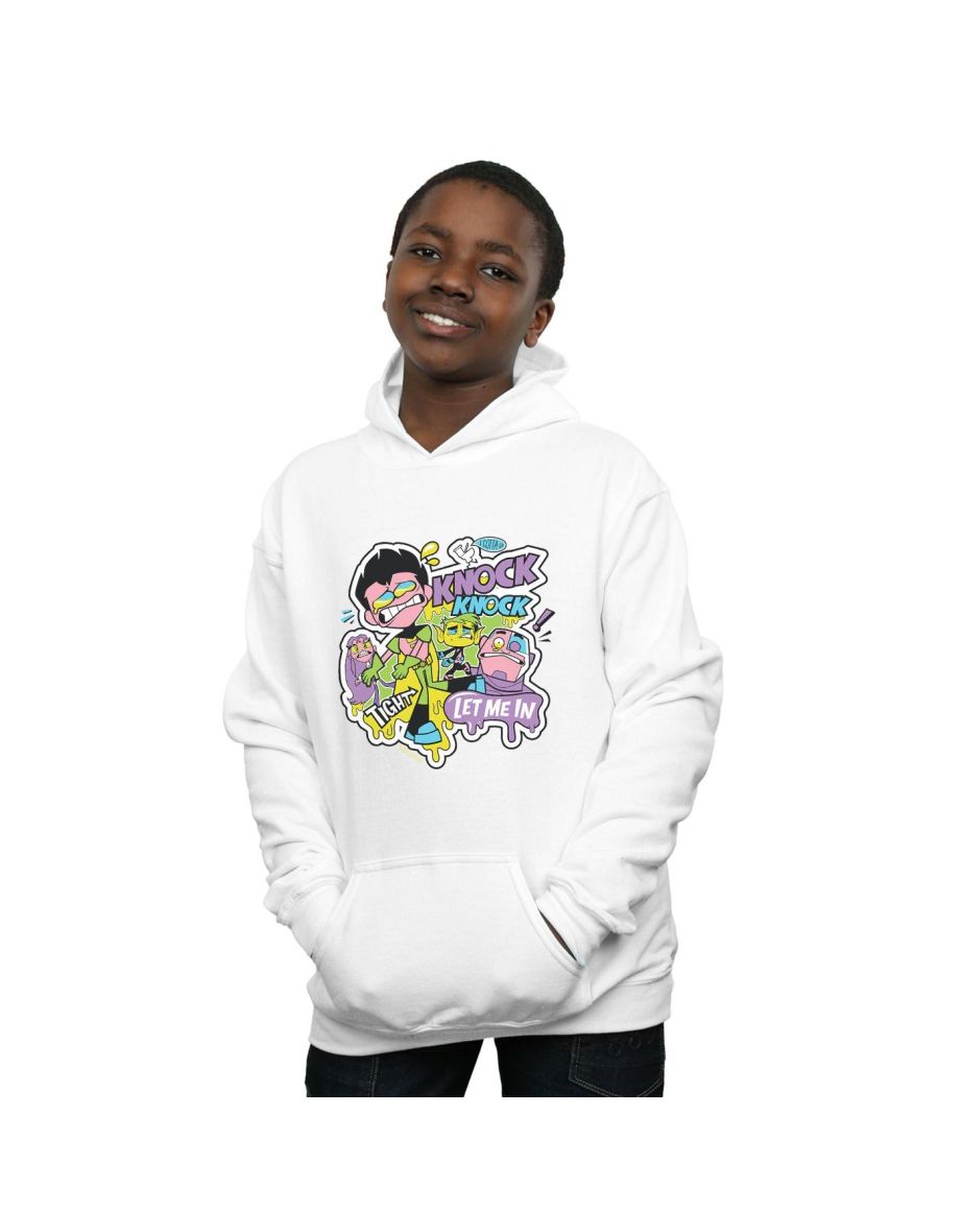 DC Comics Boys Teen Titans Go Knock Knock Hoodie - White