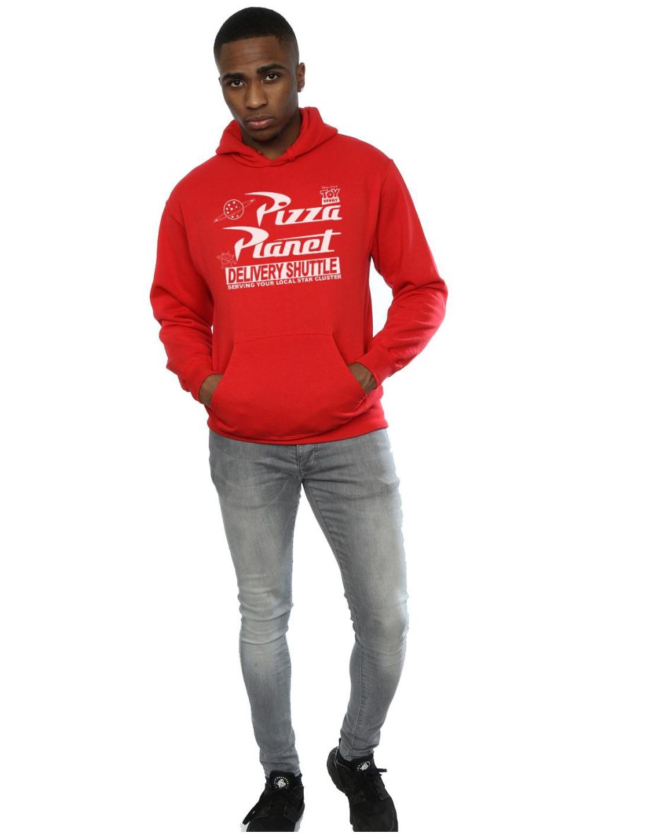 Disney Mens Toy Story Pizza Planet Logo Hoodie - Red - 3