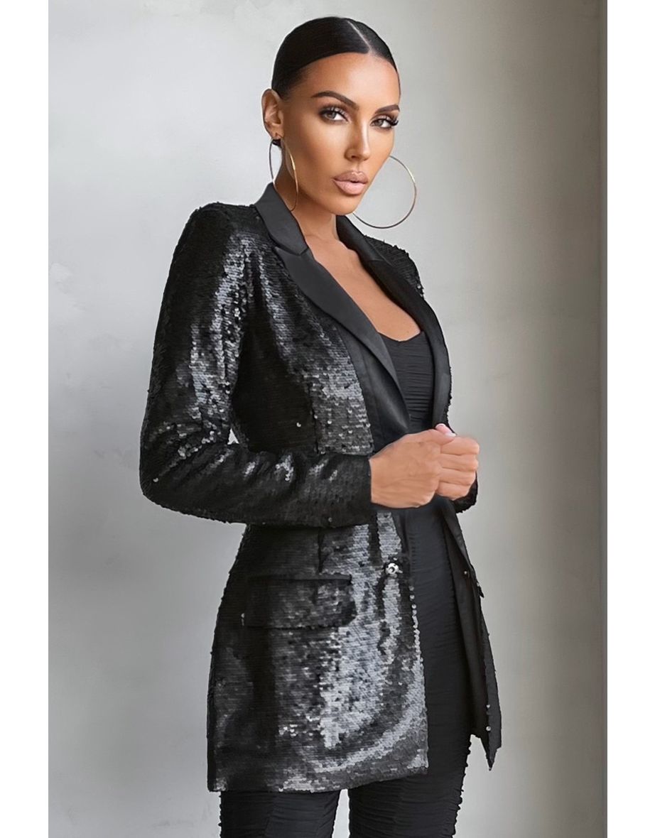 Black Sequin Blazer - 6