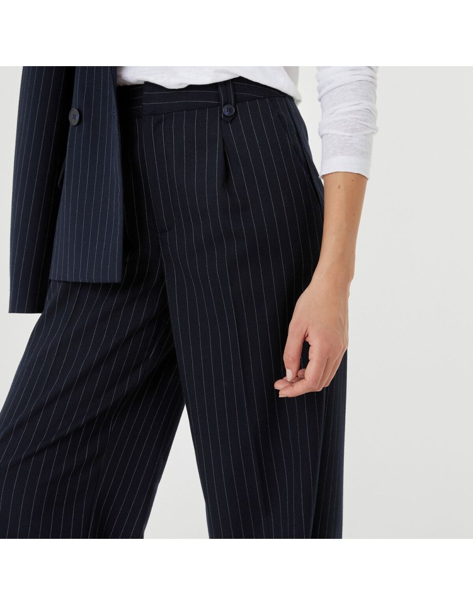 Wide Leg Trousers in Tennis Stripes, Length 31.5" - 3