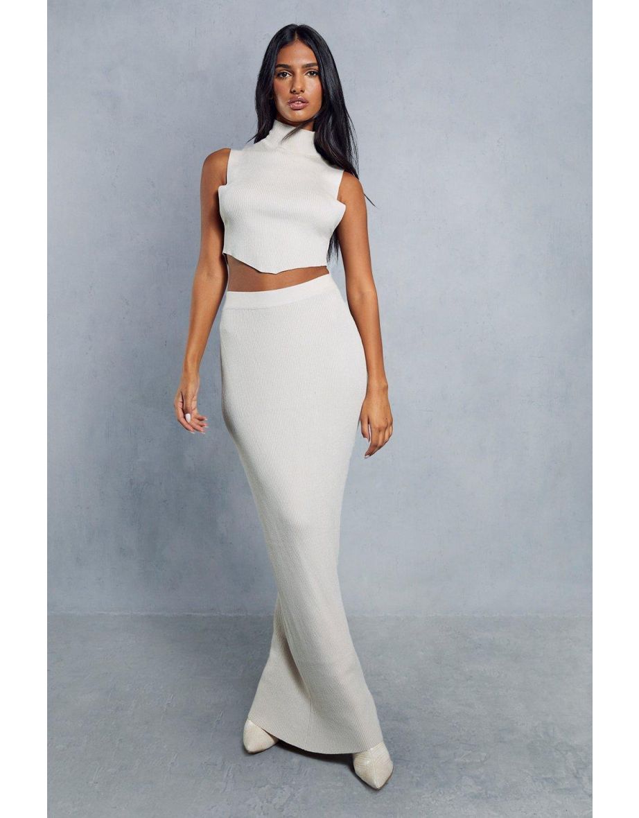 Knitted Ribbed Maxi Skirt - 3