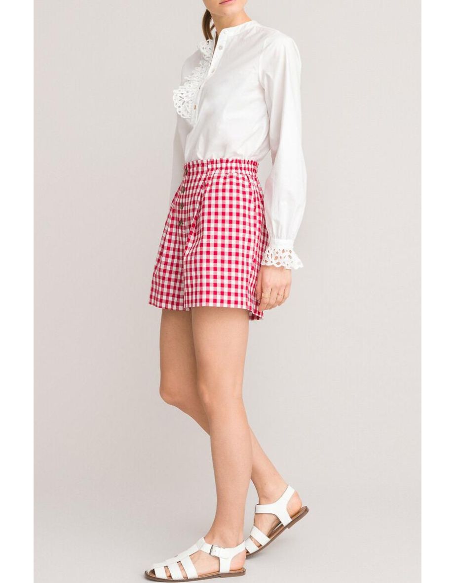 Gingham Cotton Shorts, Made in Europe