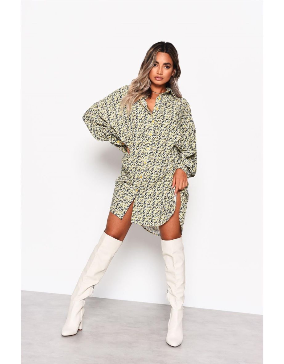 Multi Yellow-Ditsy Shirt Hi-Low-Dress - 2