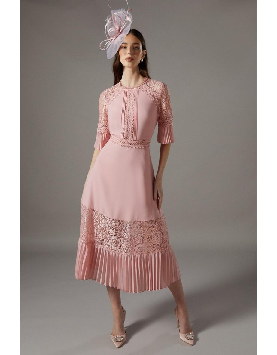 Lace Insert Midi Dress