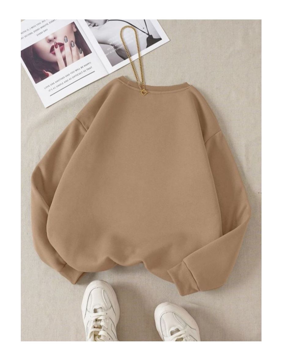 Women's Mink Plain Crew Neck Sweatshirt - 1