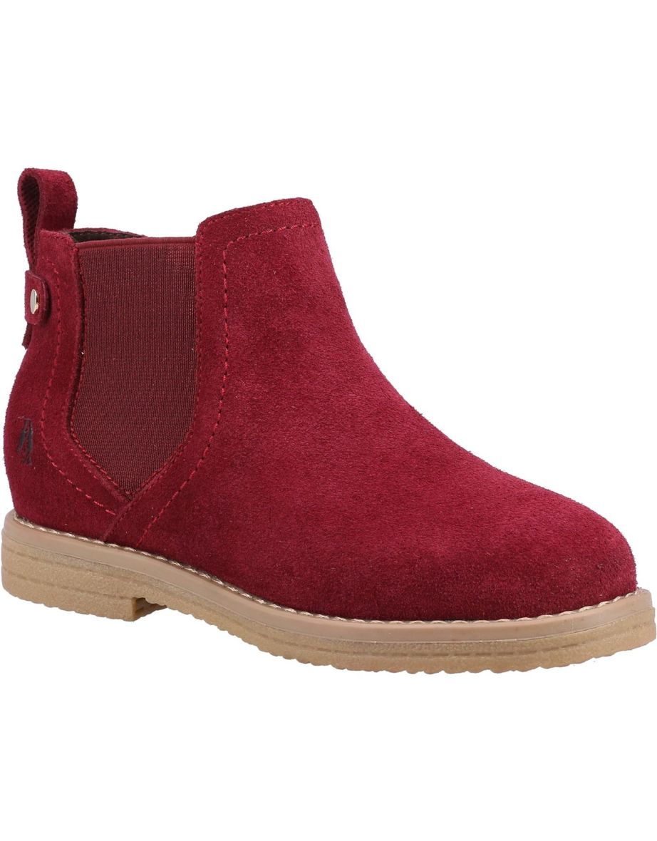 Hush Puppies Girls Mini Maddy Suede Ankle Boots - Burgundy