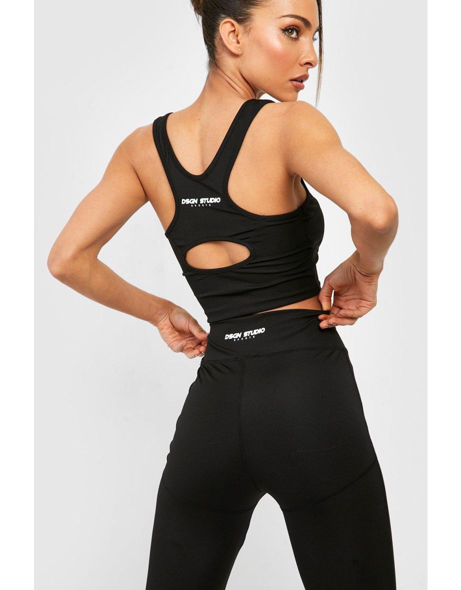 Bum Seam Detail Gym Leggings - black - 3