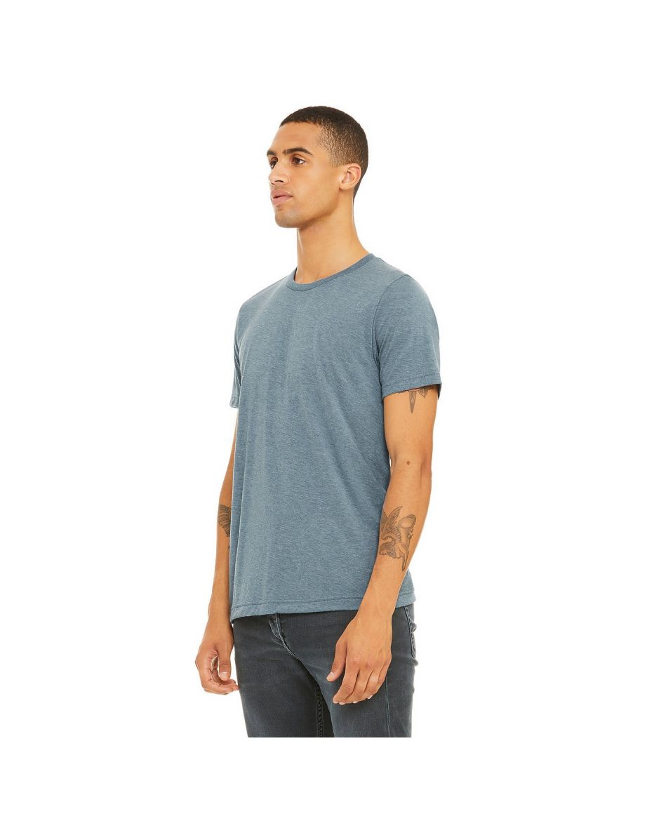 Canvas Mens Triblend Crew Neck Plain Short Sleeve T-Shirt - Denim Triblend - 3