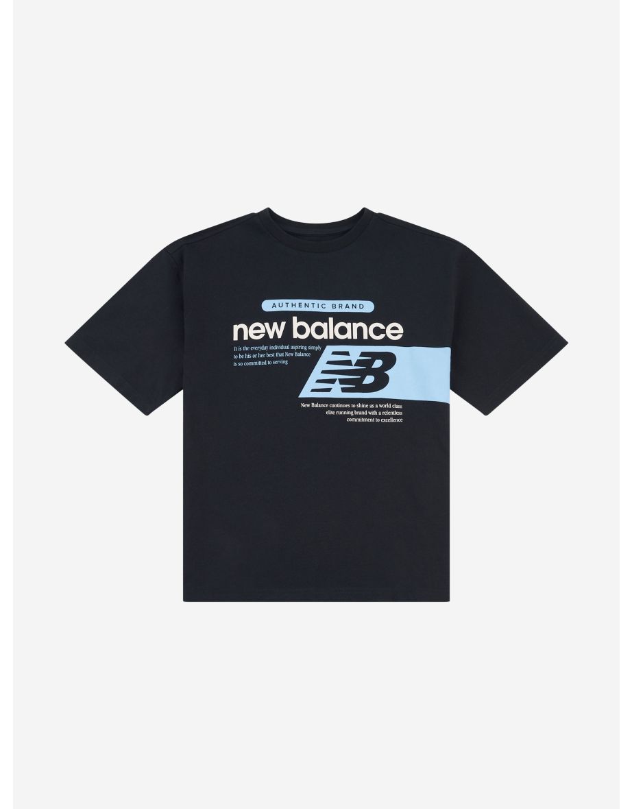 New Balance Boys Authentic Brand Players Graphic T-Shirt in Black