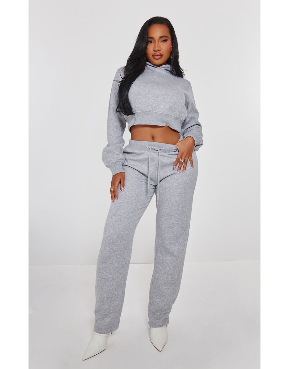 PRETTYLITTLETHING Shape Grey Marl Printed Back Oversized Joggers