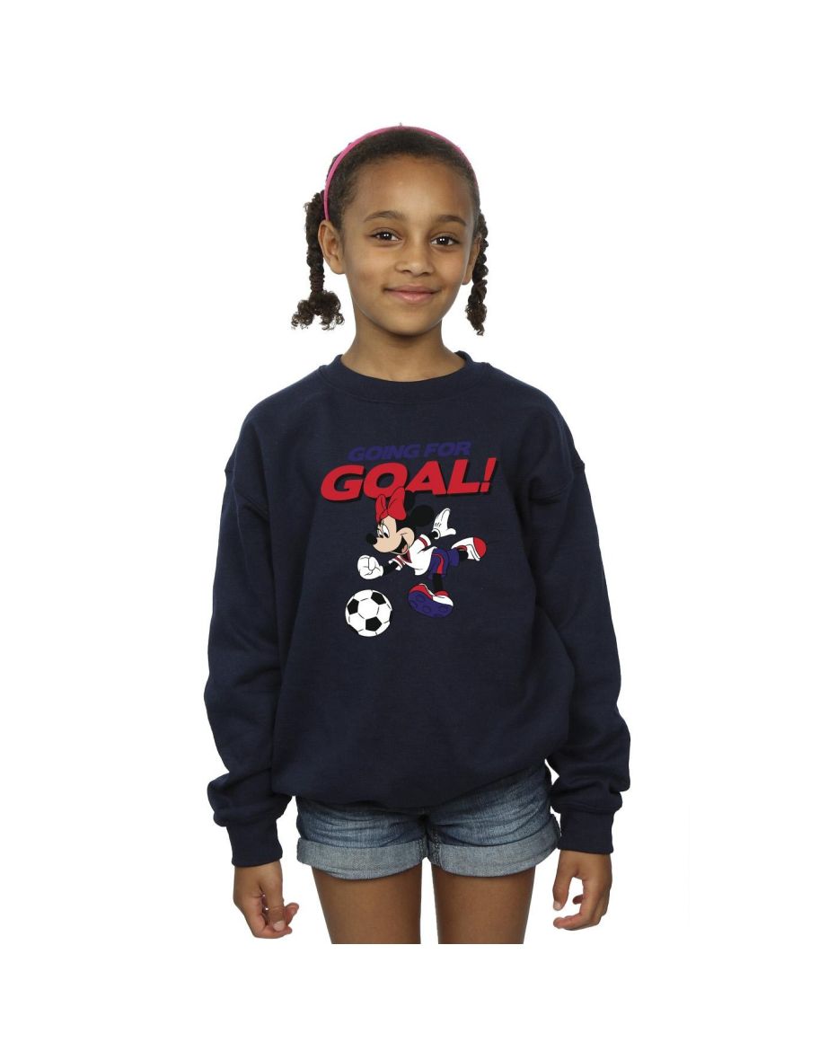 Disney Girls Minnie Mouse Going For Goal Sweatshirt - Navy Blue