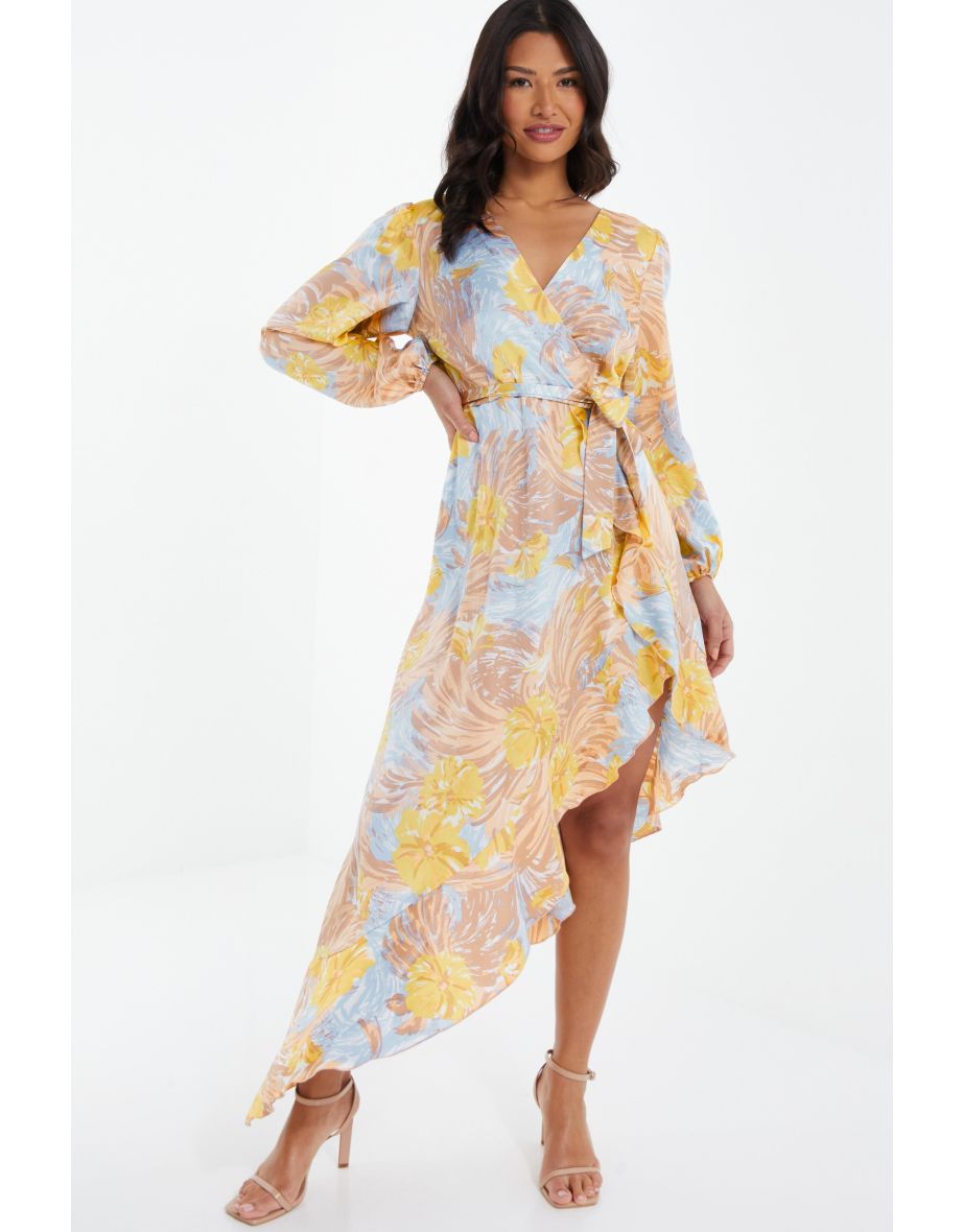 Quiz belt detail printed midi dress best sale