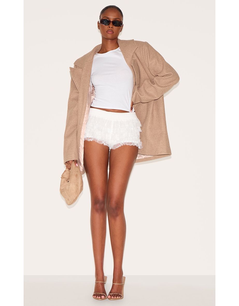 Cream Lace Frilly Bloomer Shorts