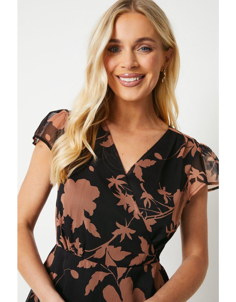 Petite Floral Mini Wrap Dress - black - 3