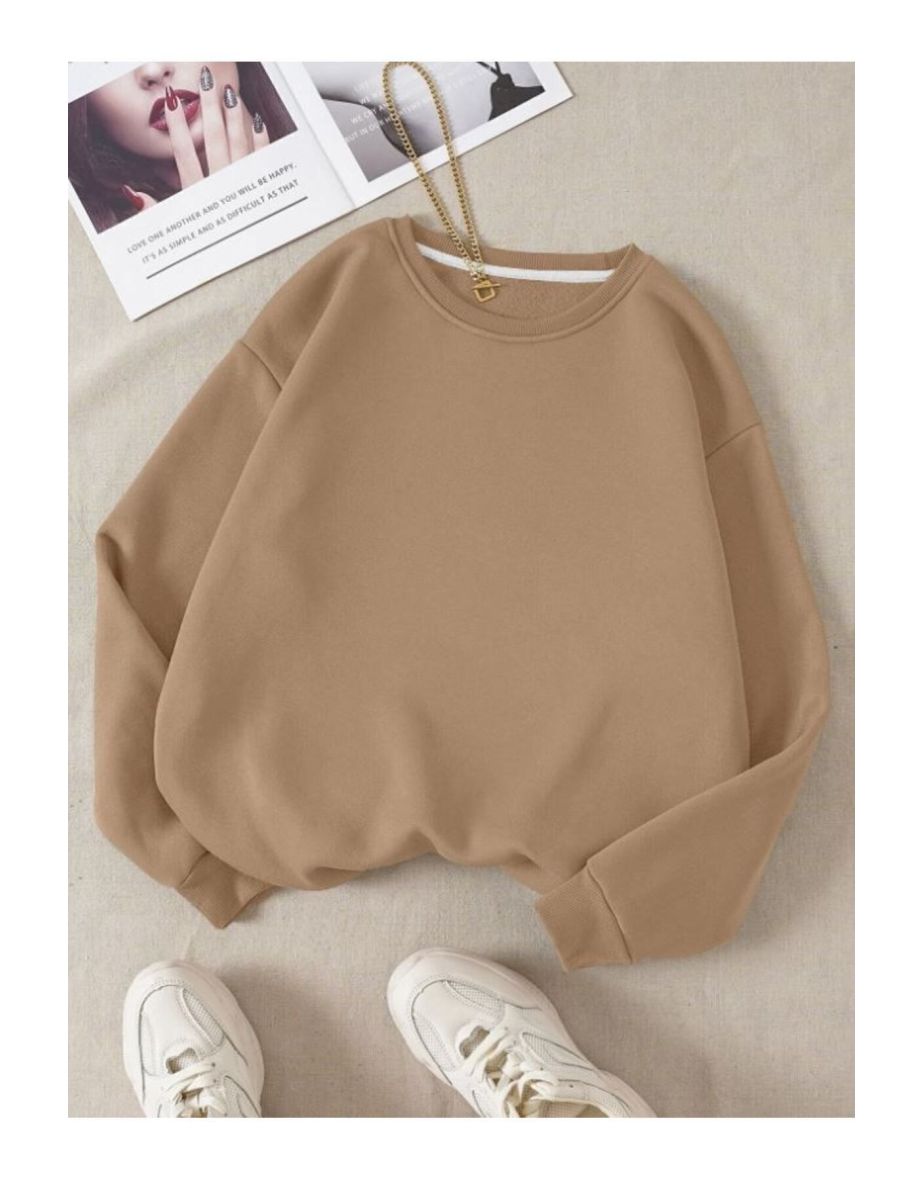 Women's Mink Plain Crew Neck Sweatshirt