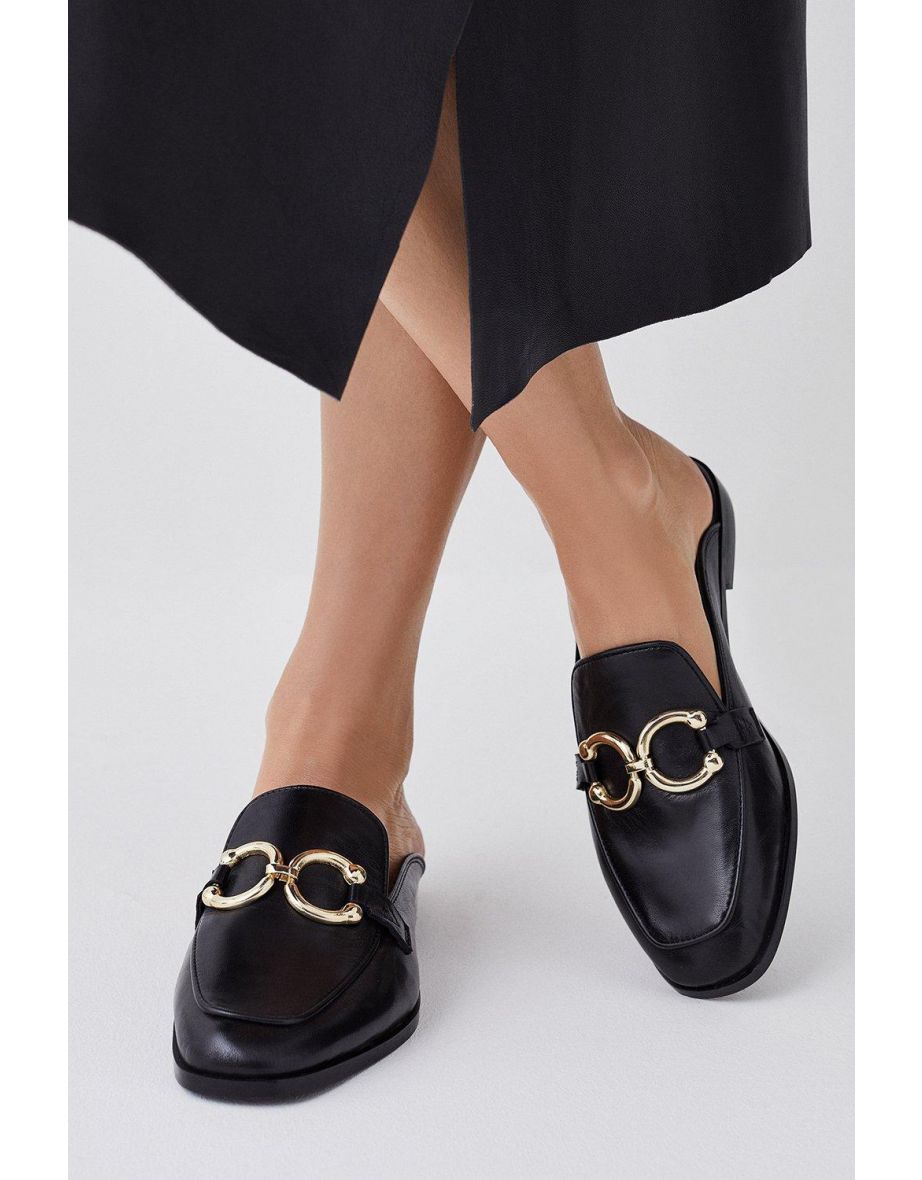 Leather Open Back Slip-on Loafer