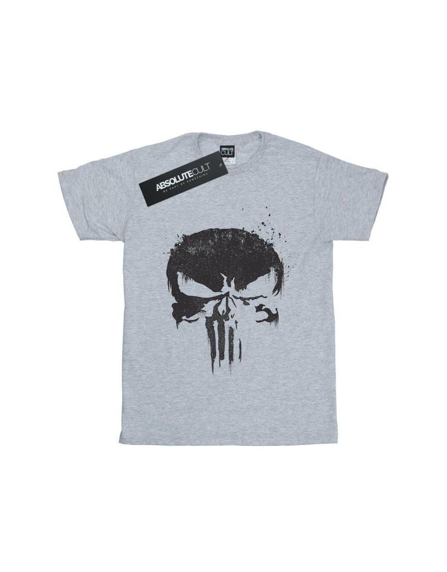 Marvel Womens/Ladies The Punisher TV Skull Logo Cotton Boyfriend T-Shirt - Sports Grey - 1