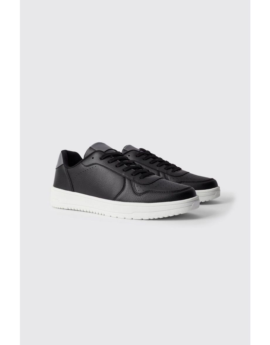 Perforated Panelled Trainers - black