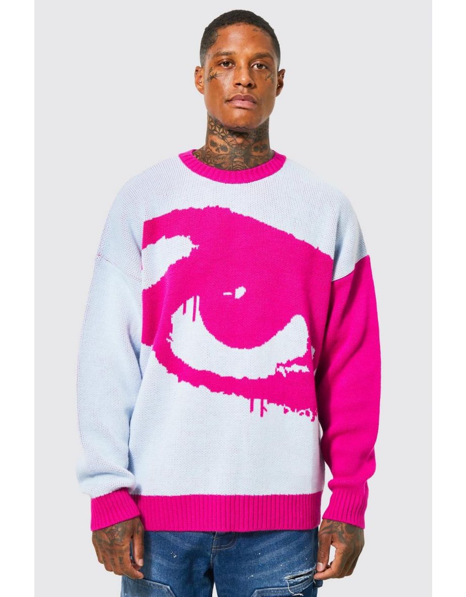 Eye Portrait Knitted Jumper - sky blue