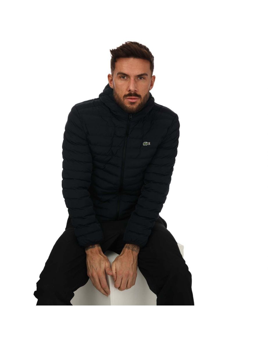 Men's Lacoste Lightweight Foldable Water Resistant Coat in Black - 6