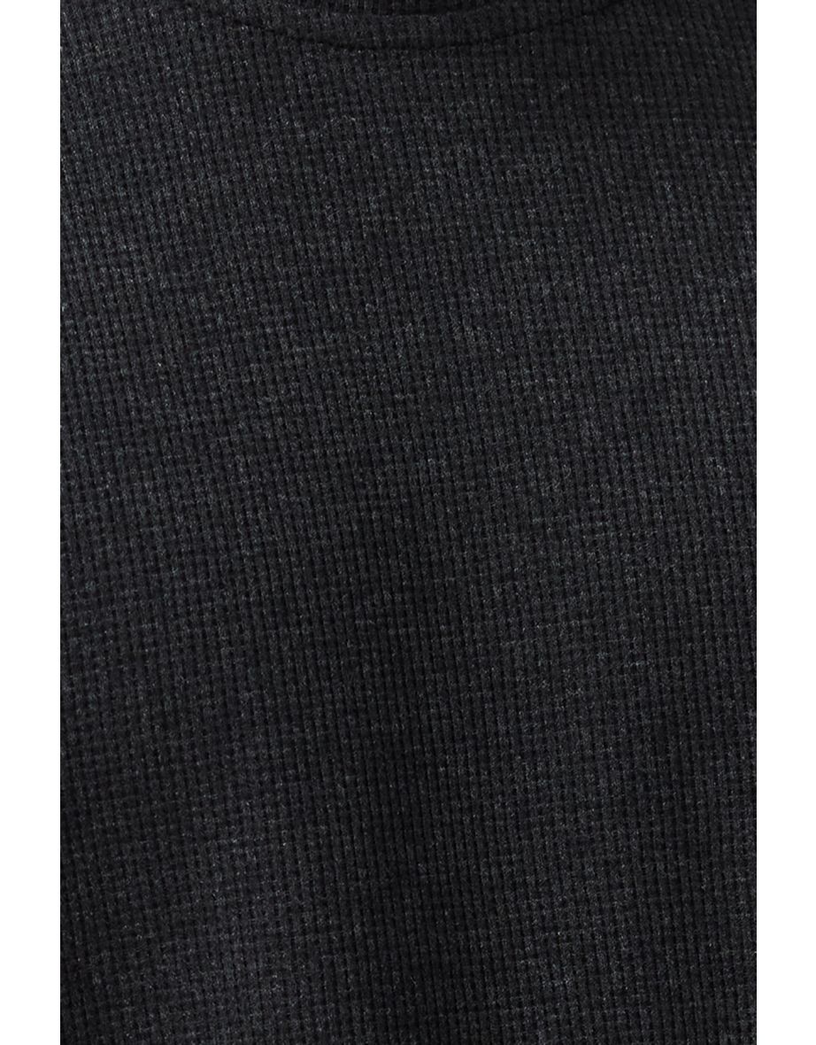 Men's Basic Anthracite Oversize/Wide-Fit Textured Waffle Short Sleeve T-Shirt - 7