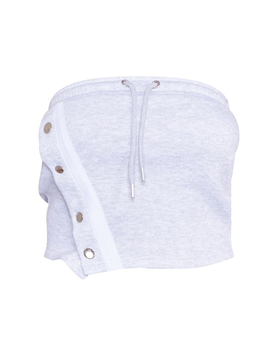 Grey Strapless Cropped Top - 4