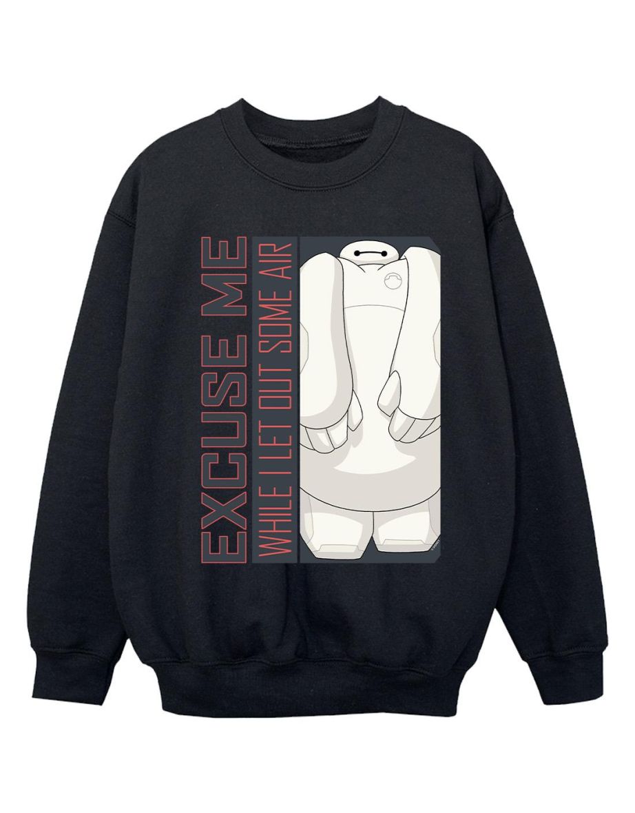 Disney Girls Big Hero 6 Baymax Excuse Me Some Air Sweatshirt - Black