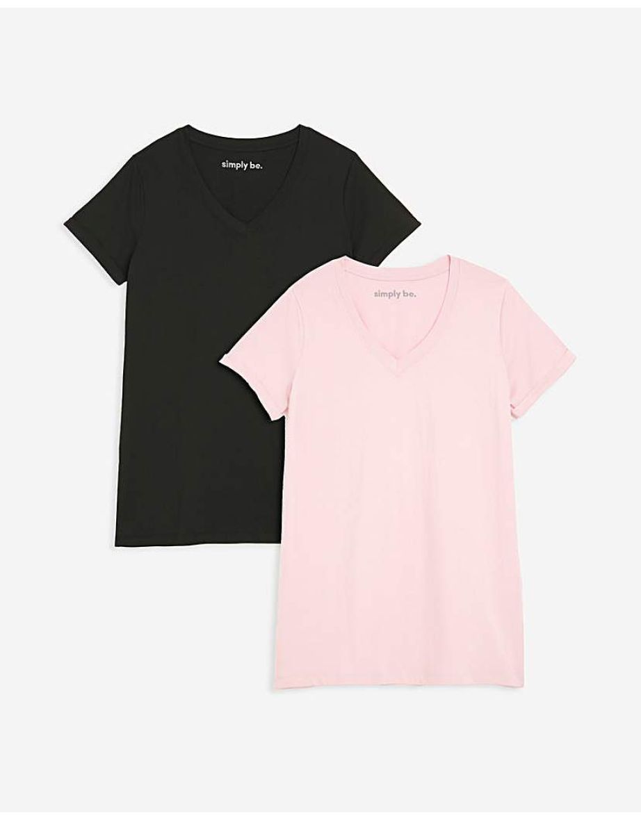 2 Pack Longline V Neck T-Shirt - 4