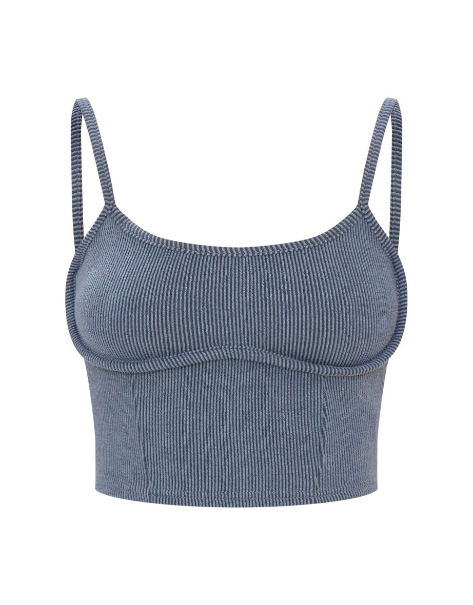 Tall Charcoal Rib Strappy Crop Top - 4