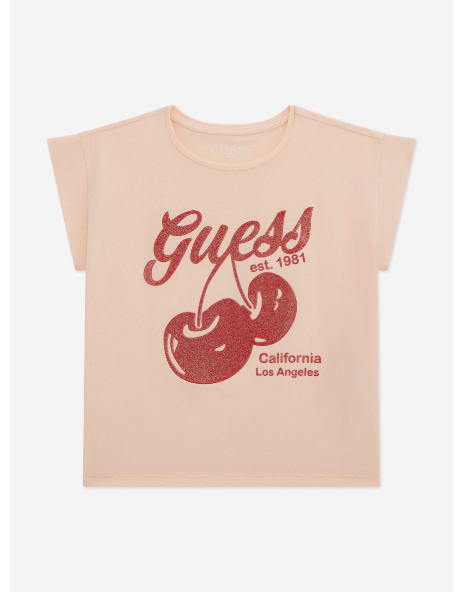 Girls Cherry Midi T-Shirt in Pink