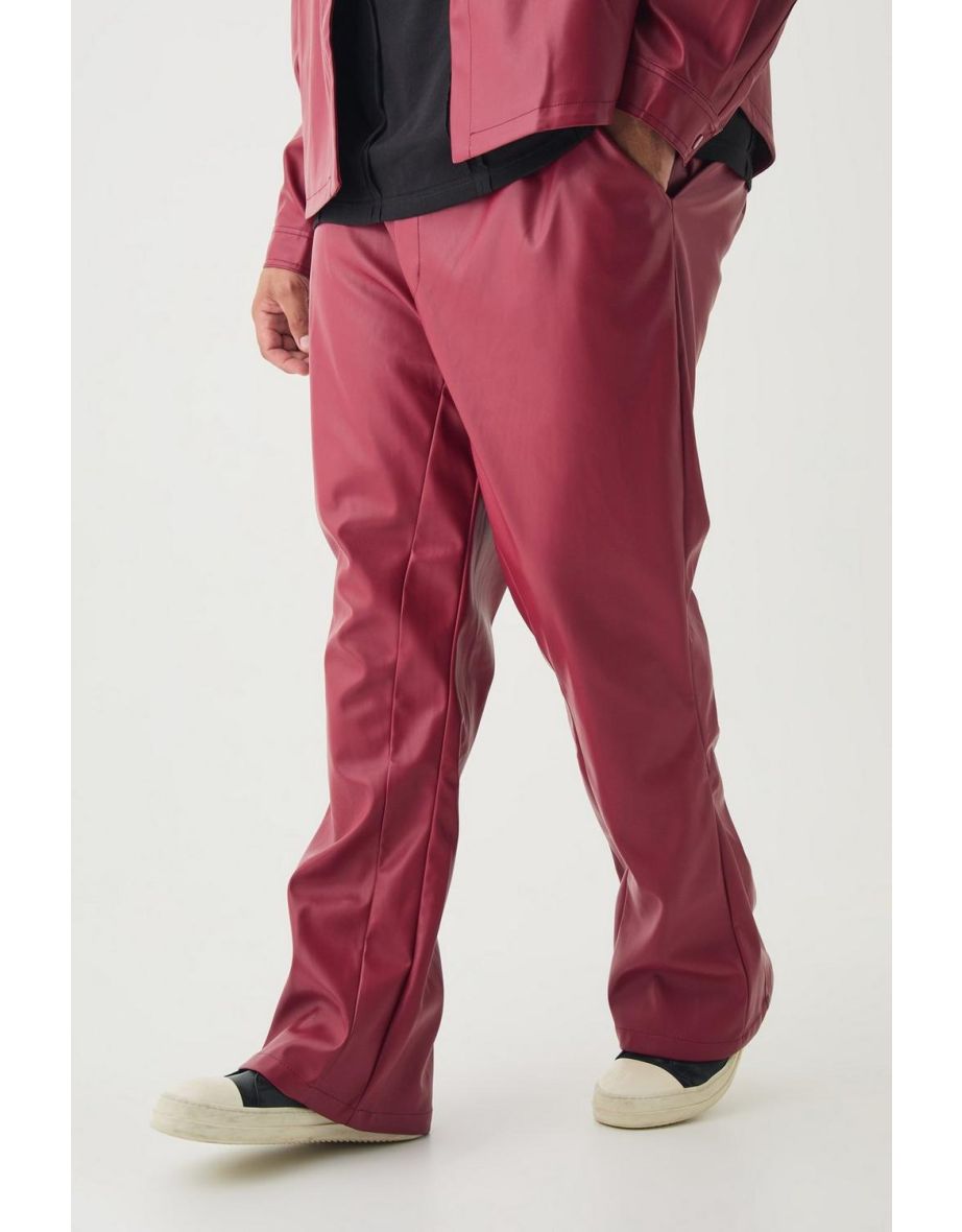 Plus Pu Slim Fit Flared Trousers