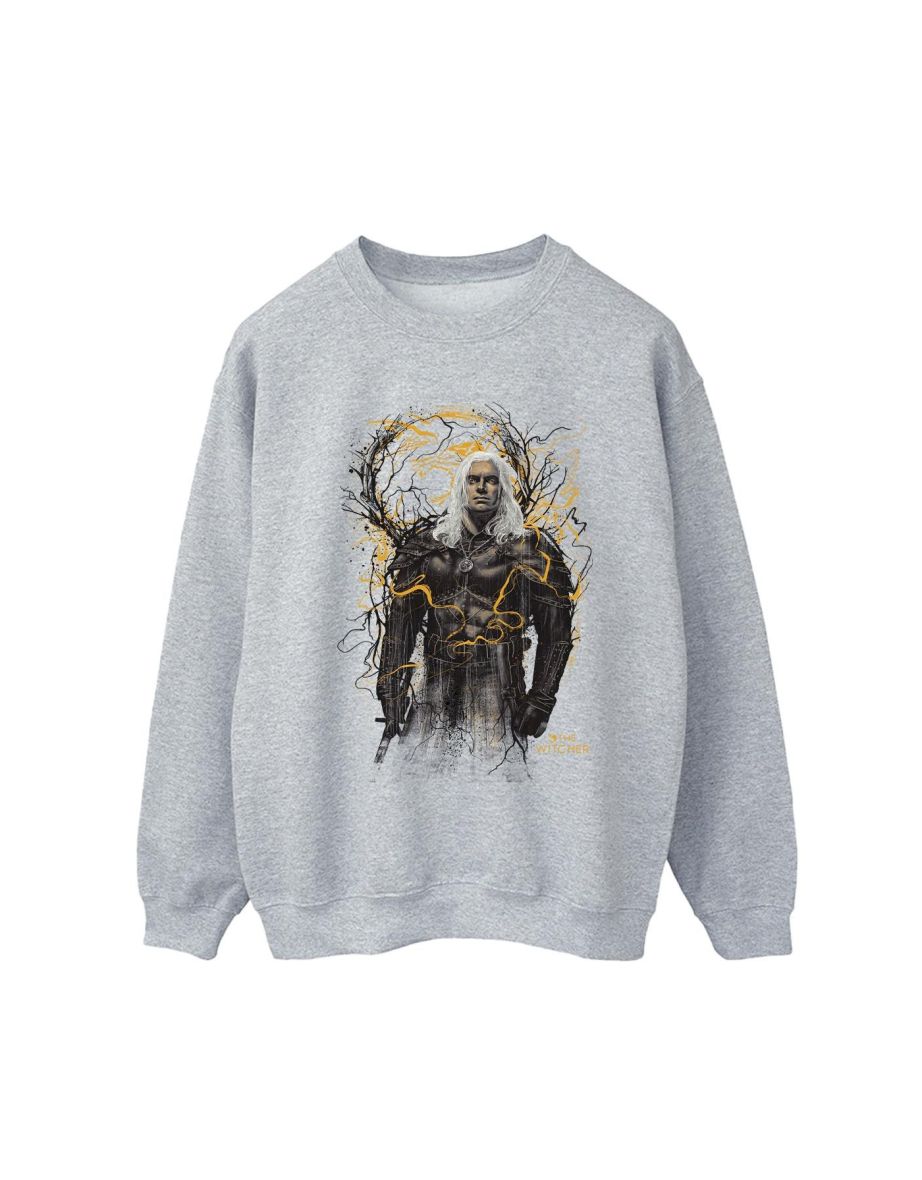 Netflix Mens The Witcher Smoking Wolf Sweatshirt - Sports Grey