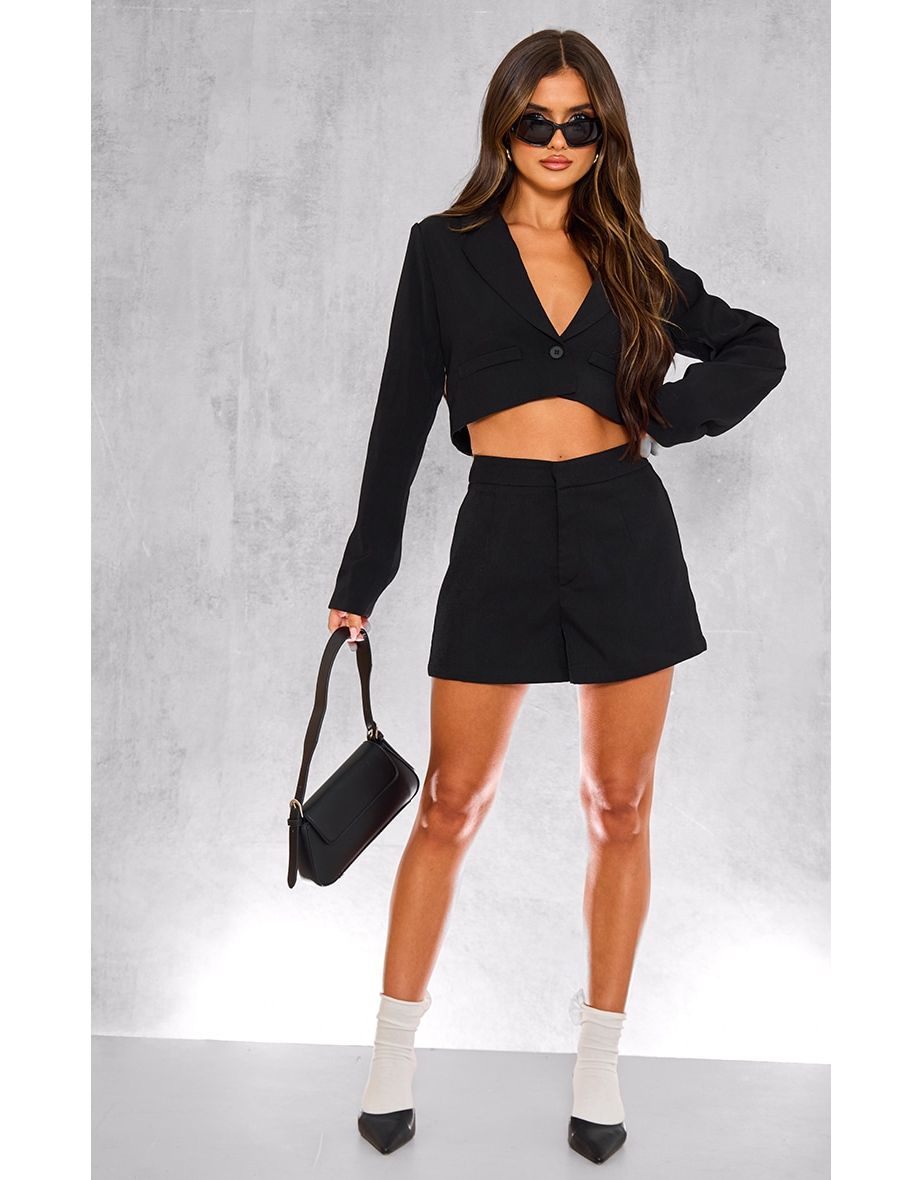 Black Tailored High Waist Shorts