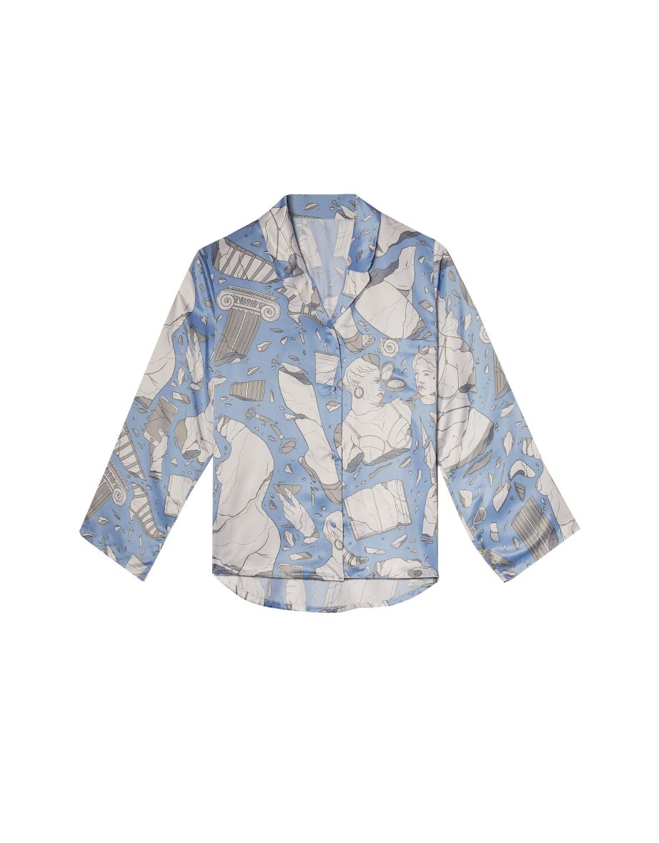 Logan Spector Recycled Blue Statues Long Sleeve Top - 9