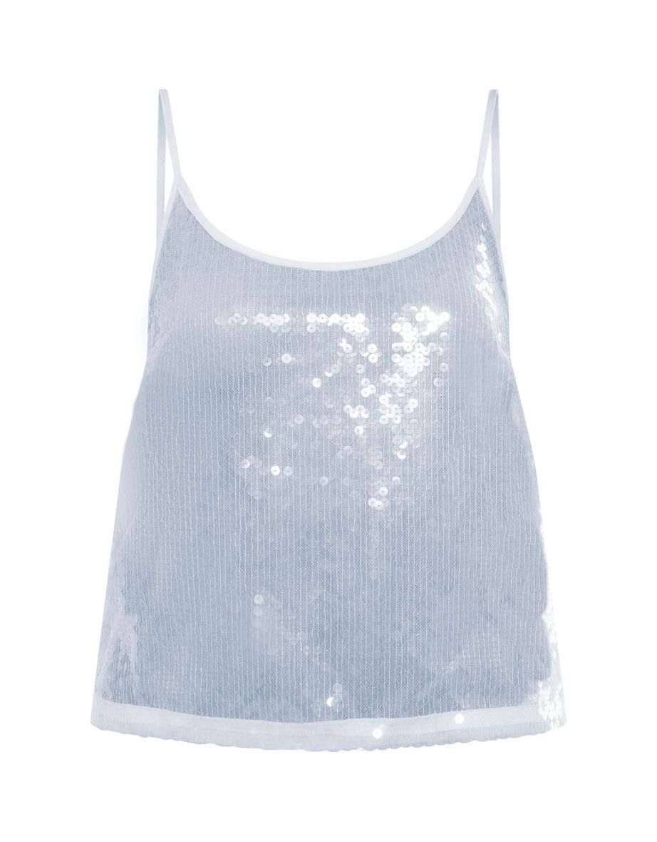 Light Blue Sheer Sequin Cami Top - 4