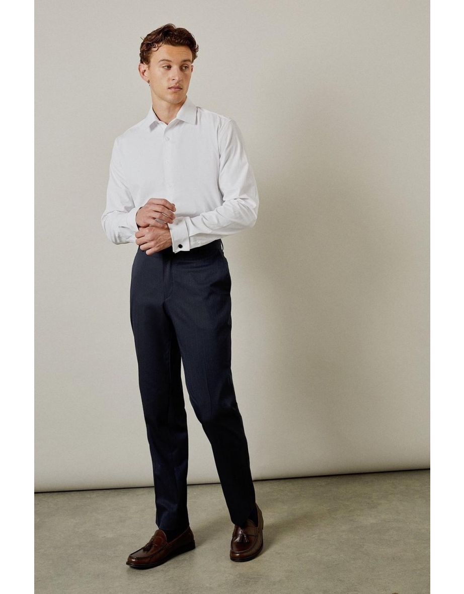 White Easy Iron Double Cuff Slim Fit Shirt
