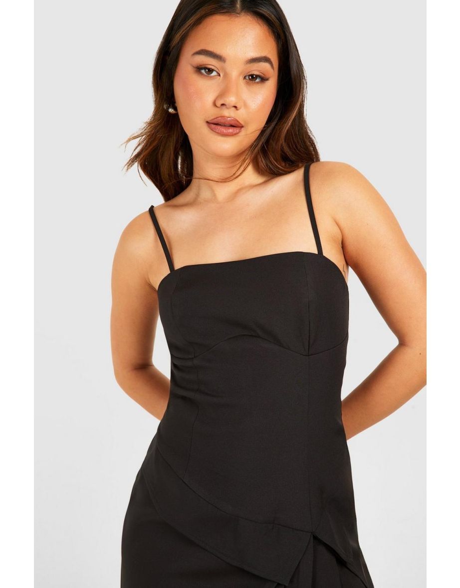 Seam Detail Drop Hem Mini Dress - black - 3