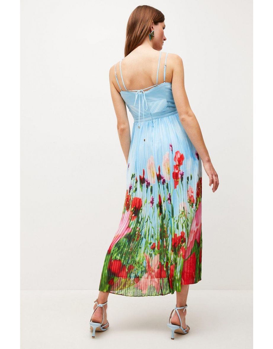 Poppy Meadow Pleated Midi Dress - 2