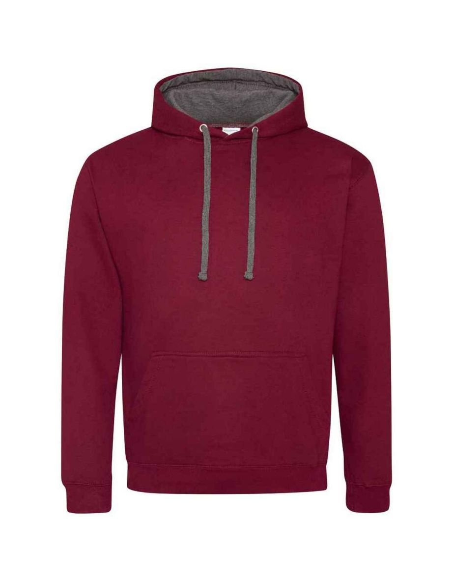 Awdis Womens/Ladies Varsity Hoodie - Burgundy/Charcoal