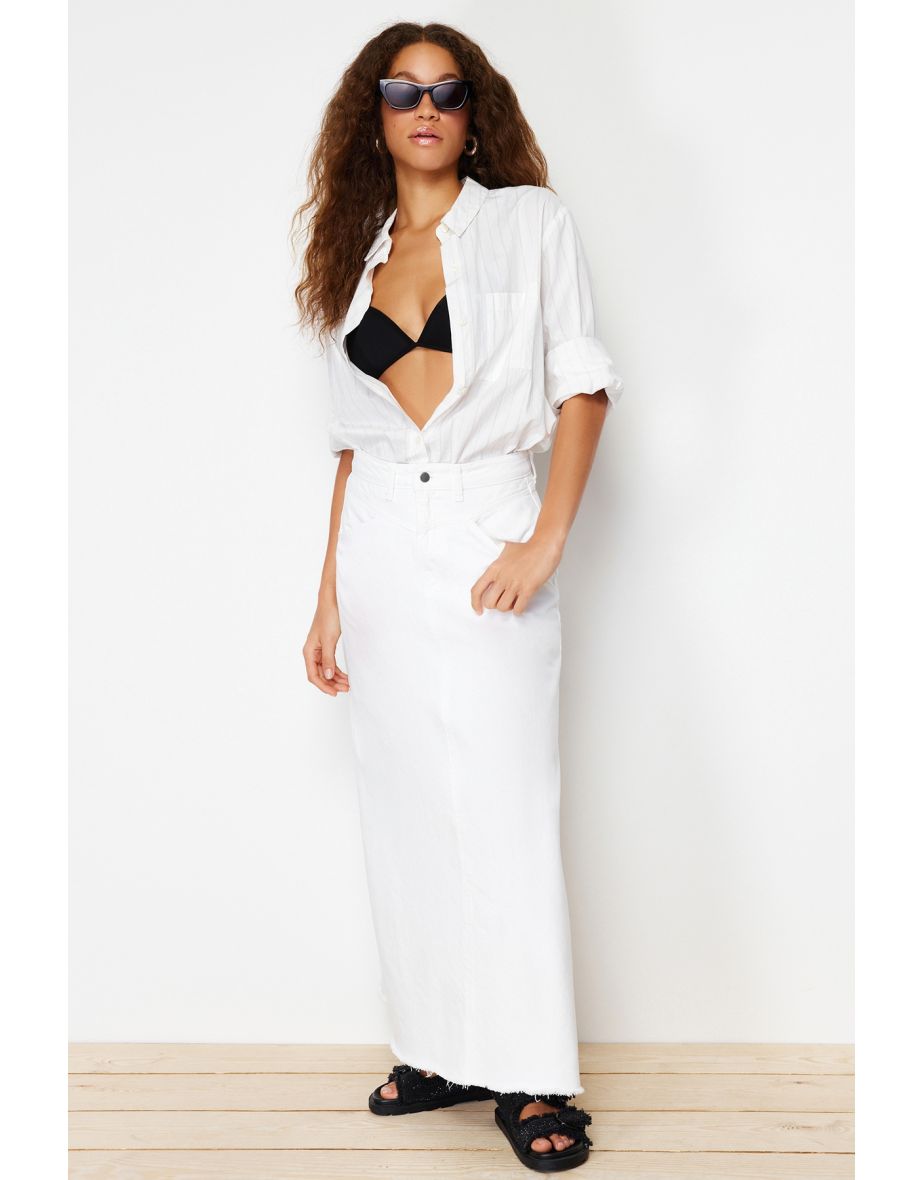 Trendyol Column Maxi White Skirt