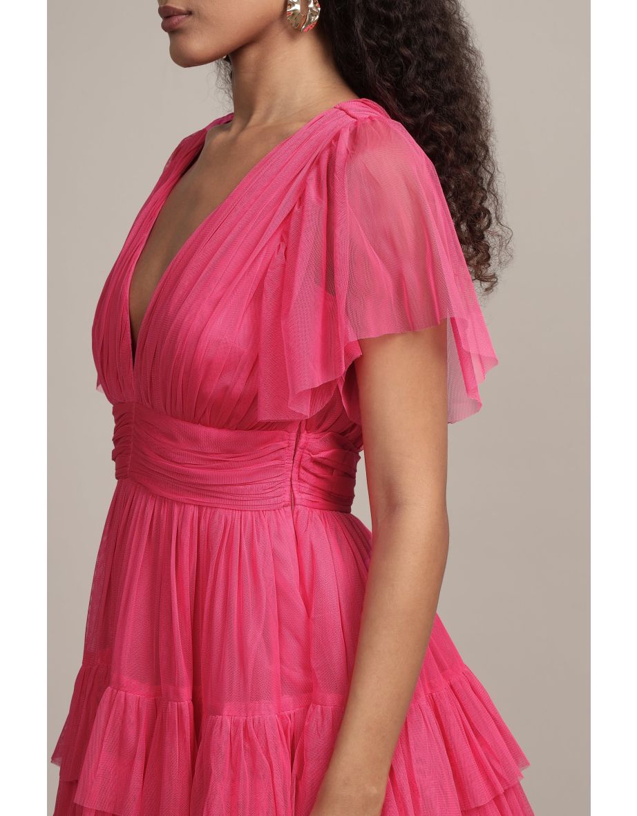 Madison Bright Pink Tulle Mini Dress - 7