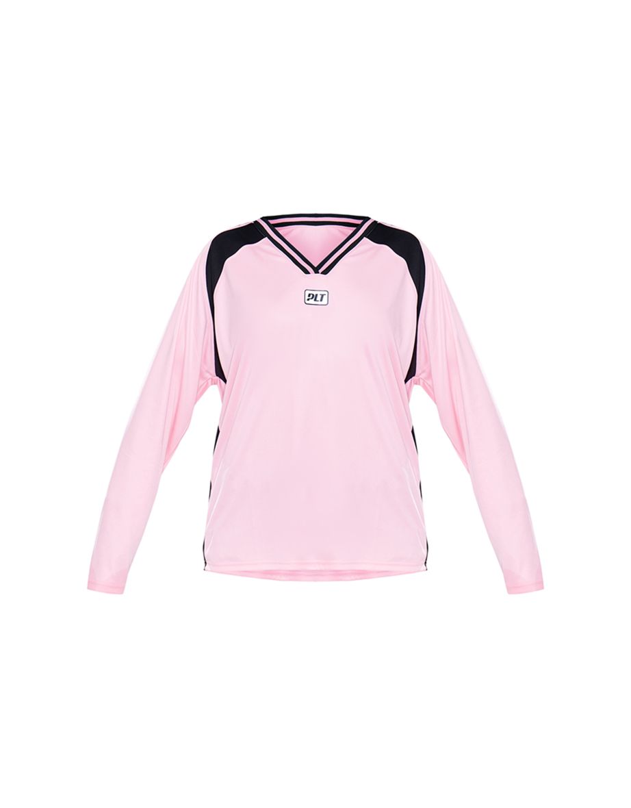 PRETTYLITTLETHING Pink Studio Mode Long Sleeve Football Top - 3