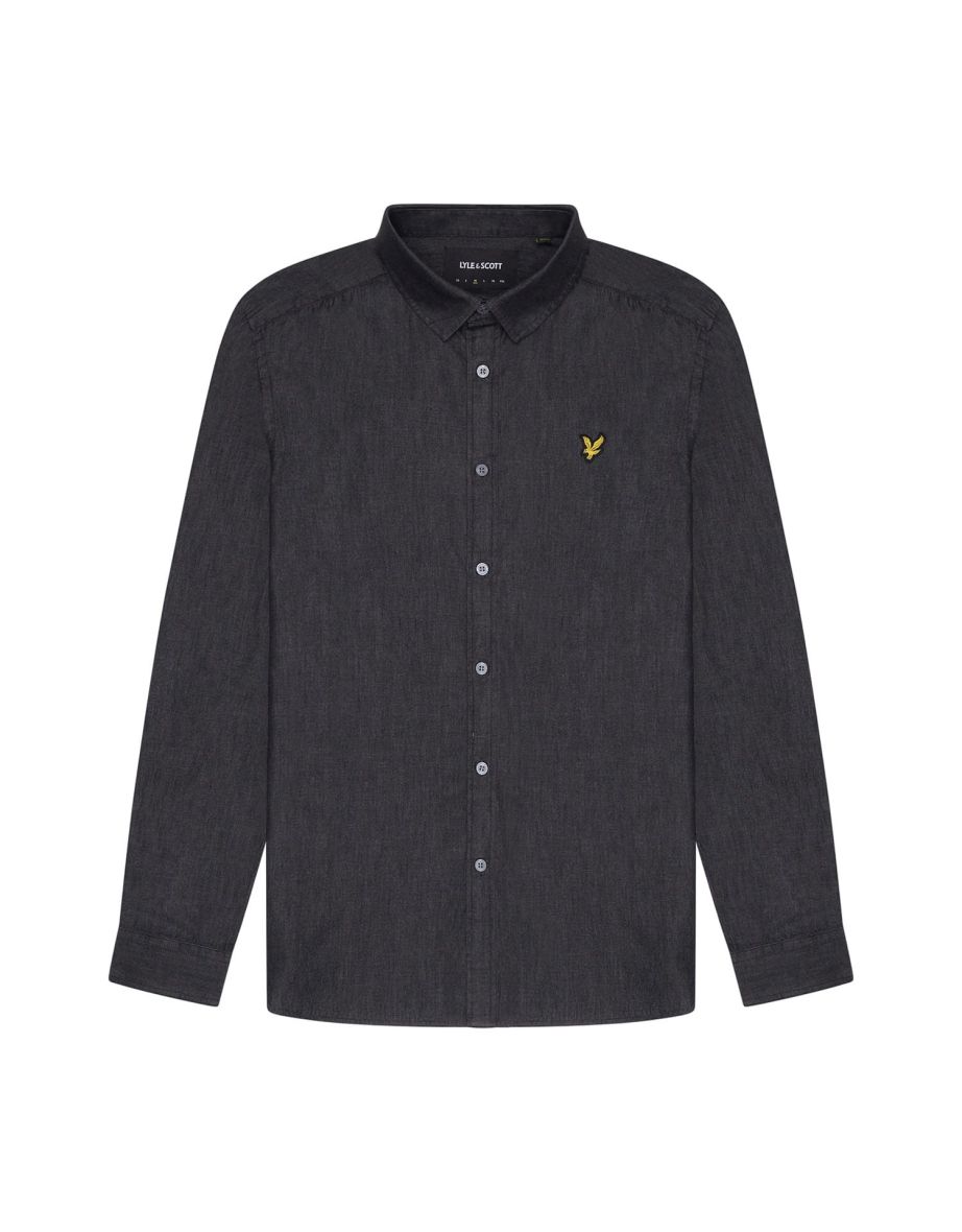 Men's Lyle And Scott Fine Denim Shirt in Black