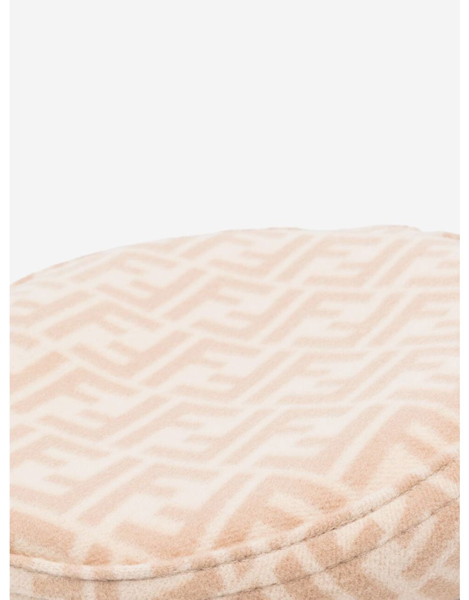 Girls Reversible FF Logo Beret in Beige - 2