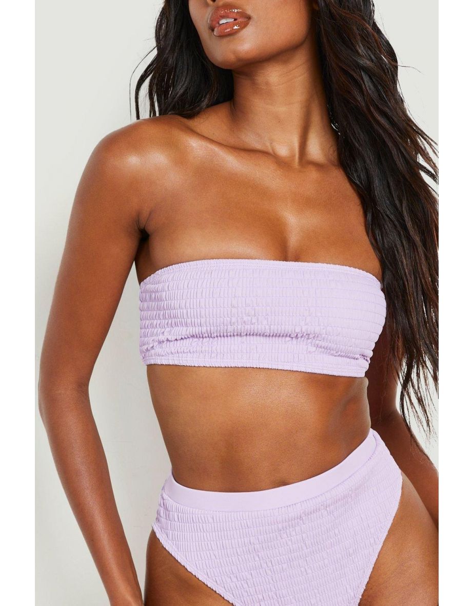 Shirred Bandeau Bikini Top - lilac - 3