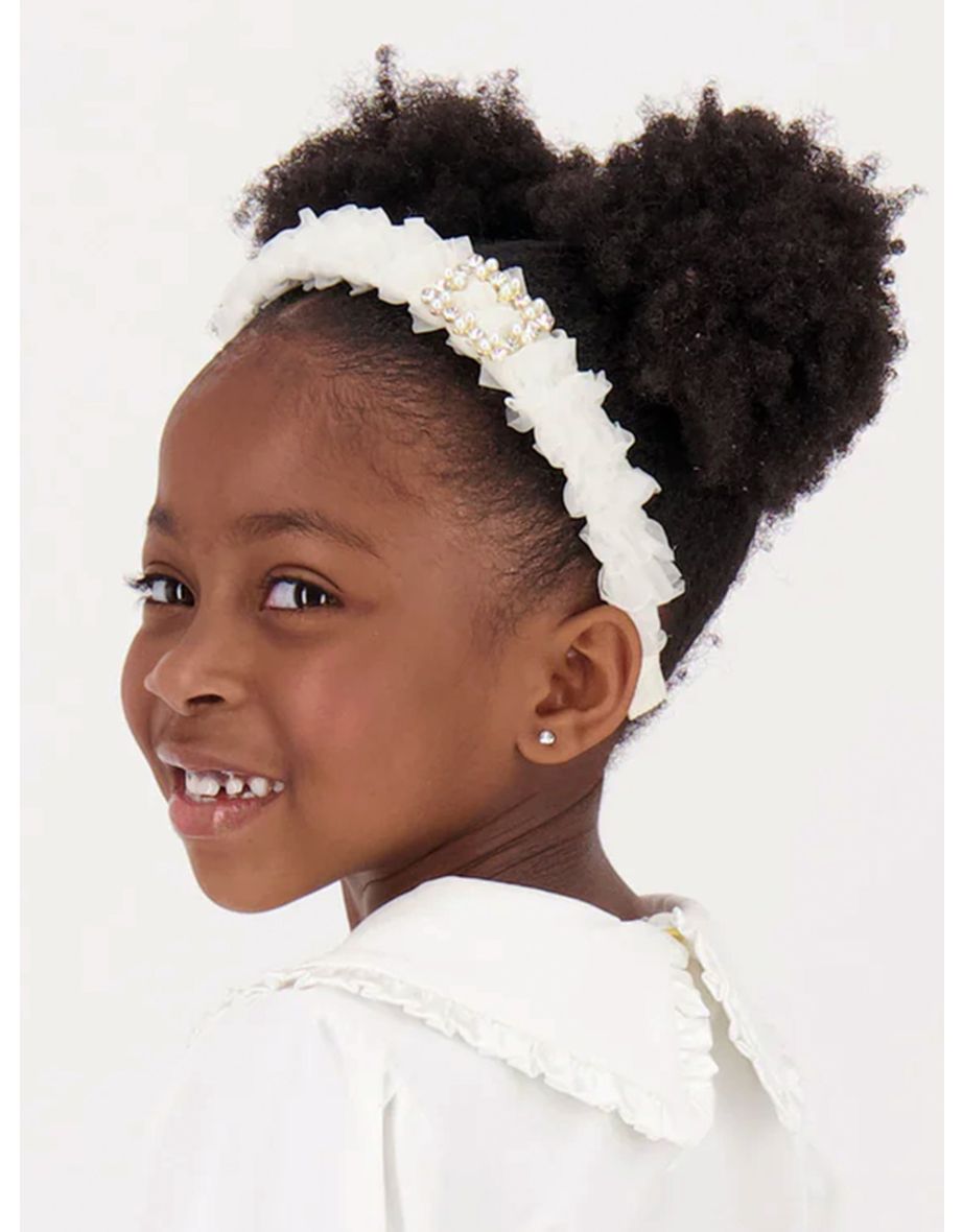 Girls Rae Ruffle Alice Band in Ivory