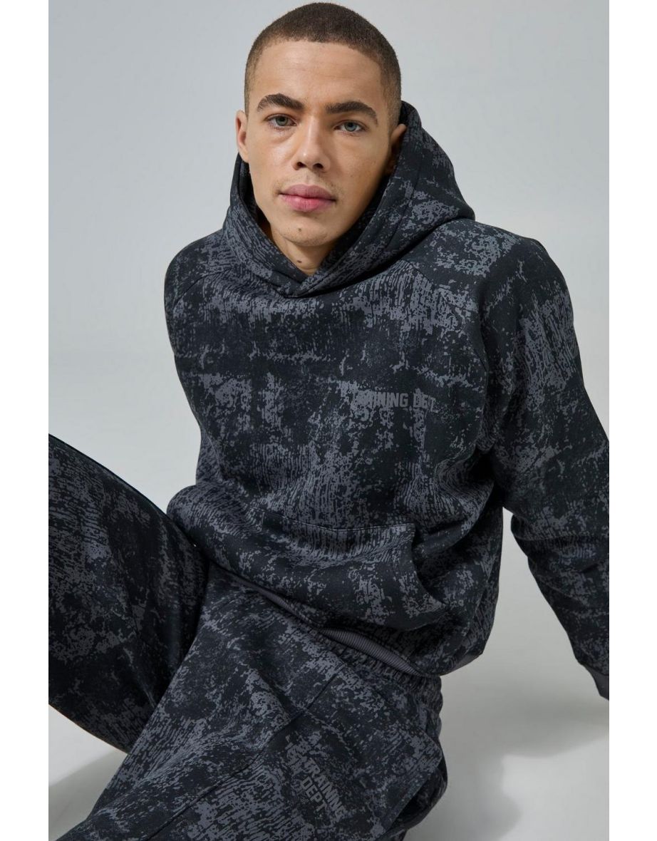 Active Training Dept Camo Boxy Hoodie - black