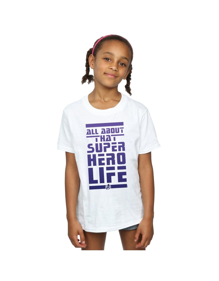 Marvel Girls Avengers Endgame Superhero Life Cotton T-Shirt - White
