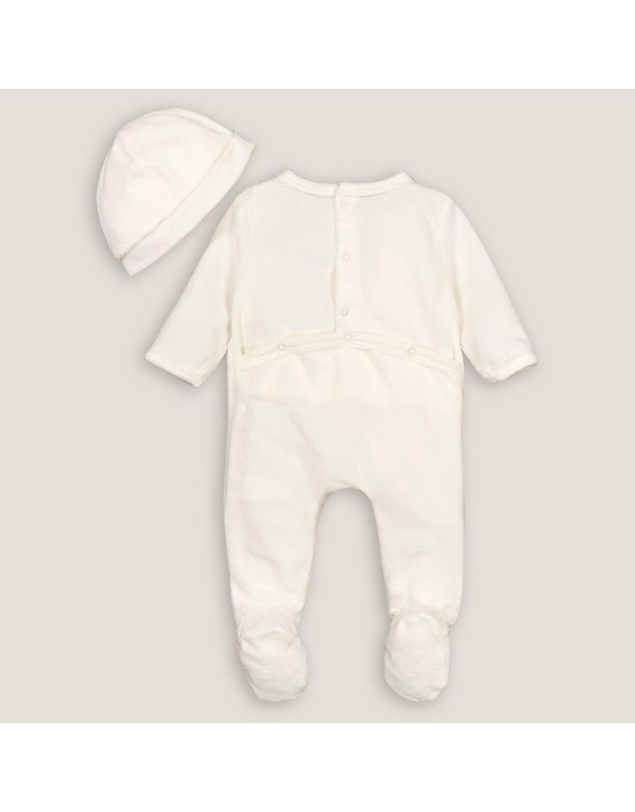 Newborn Corduroy Sleepsuit/Hat in Organic Cotton Mix - 6