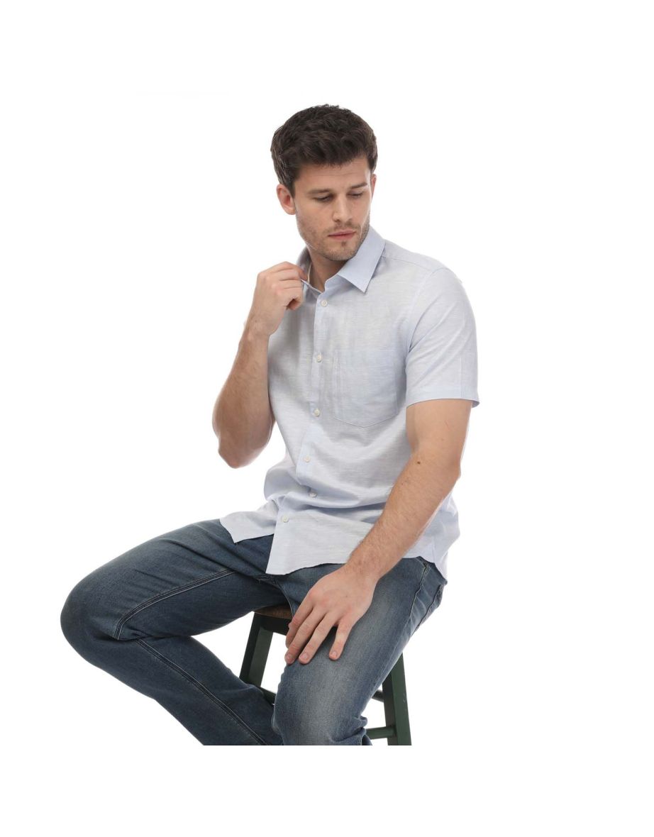 Men's Ted Baker Kingfrd Short Sleeve Linen Shirt in Blue - 3
